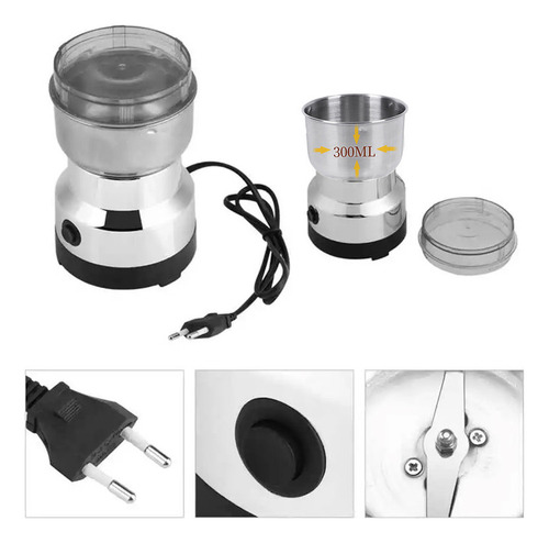 Moedor De Café Elétrico 4 Lâminas 150w 300ml De Aço Inoxidáv