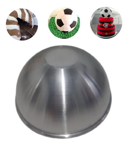 Forma De Bolo Meia Esfera Bola Média 20x10,5 Alumínio 