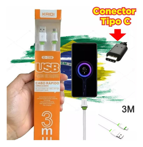 Cabo Usbc 3m Compatível Com Controle Gamesir G7 G7 Se T4
