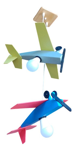 Lámpara De Techo Colgante Infantil Aviones Niño Niña S/foco Avión Doble