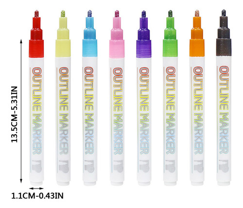Marcador Con Contorno De Tarjeta De Navidad (8 Colores)10 M