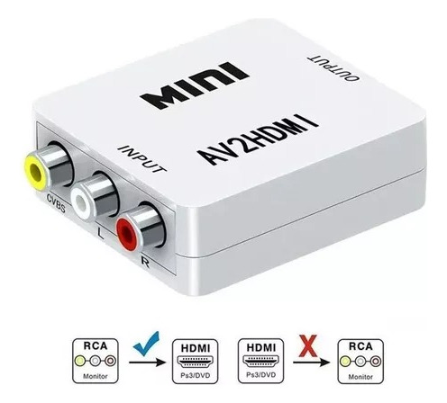 Convertidor Adaptador Rca A Hdmi 1080p Av2hdmi