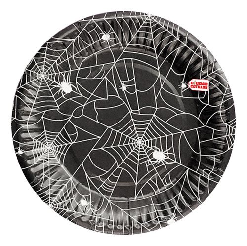 Plato Telaraña Spider X8 Halloween 18cm-ciudad Cotillón