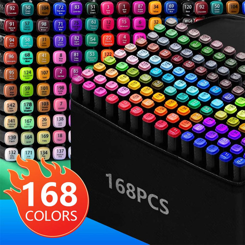 168-color Marker Set + 4 Coloring Books + 4 Watercolor Pads