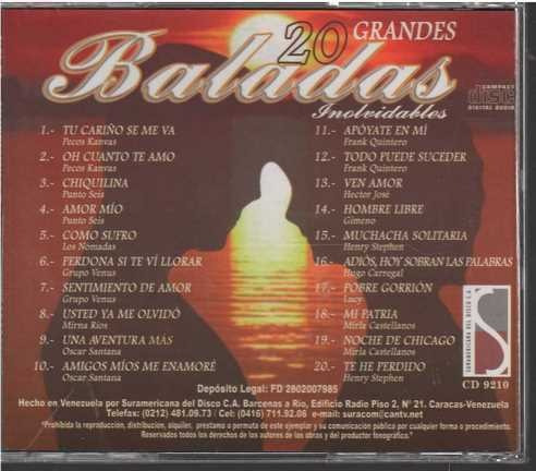 Cd - 20 Grandes Baladas Inolvidables / Varios