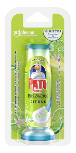 Discos Adhesivos Para Inodoro Pato Citrus Repuesto 38 Gramos