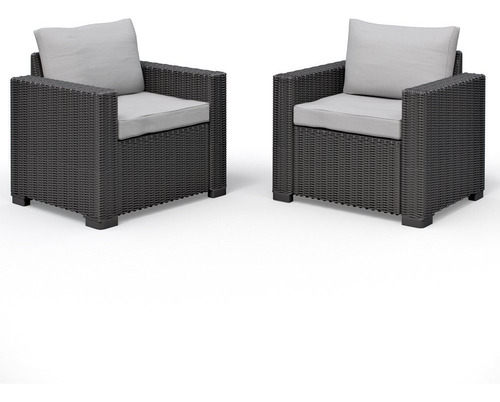 Juego De Sillones 1 Cuerpo Jardin Ratan Keter California Color Gris Oscuro Estructura Gris Oscuro