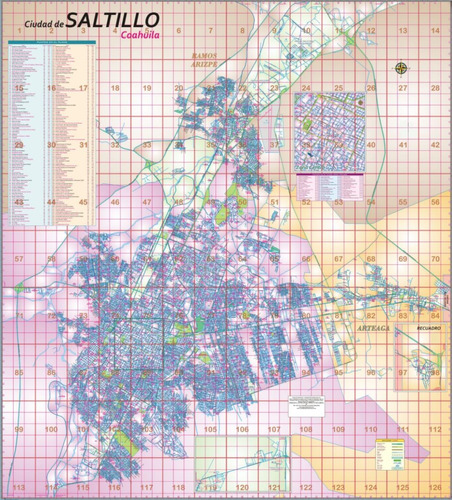 Mapa De Ciudad De Saltillo Por Colonias Mural 