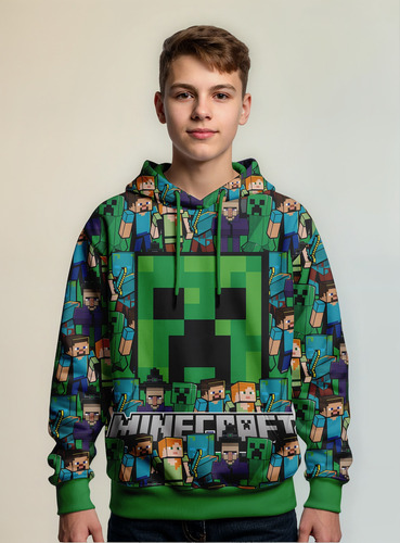 Sudadera Creeper Minecraft 08 Pelicula Infantil Unisex