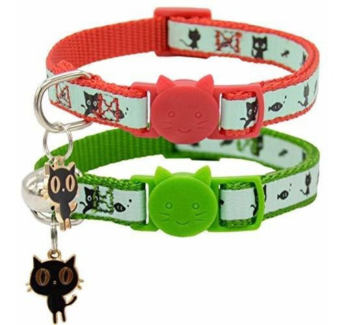 Barleygoo 2 Pack Glow In The Dark Cat Collar With Bell Break