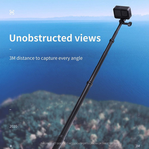 Imagen 2 de 6 de Stick Selfie Ultra Largo De 118 /3 Metros Para Gopro Max Her