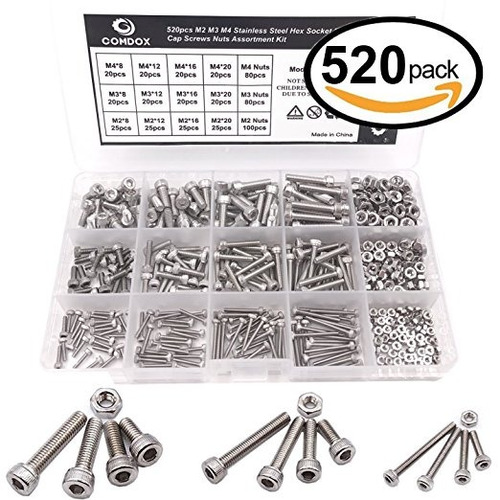 Tornillos De Cabeza Comdox 520pcs M2 M3 M4 Acero Inoxidable
