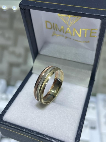 Anillo De Boda Oro 10k 3 Oros 1 Sola 6mm 