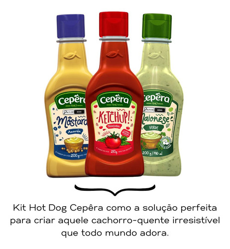 Ketchup, Mostarda E Maionese Verde Cepêra - Kit 3 De Cada