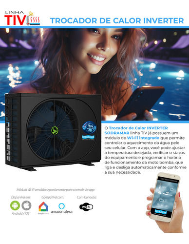 Trocador De Calor Inverter Sodramar Ht Tiv 65 Wifi 42m2