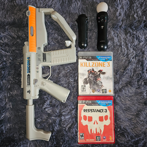 Kit Ps3 Pistola Rifle + Mando Move + Mando Navigator + 2 Jue (Usado)