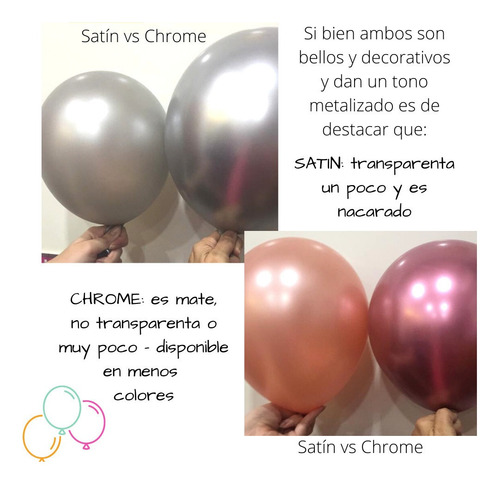 Imagen 2 de 10 de Globo De Latex Metalizados Satinados R5 12 Piezas Decoracion