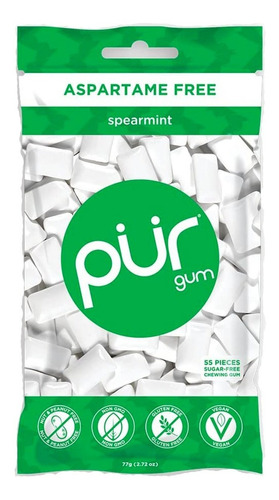 Pur Gum Chicle Sin Aspartame Spearmint 55pc 77g