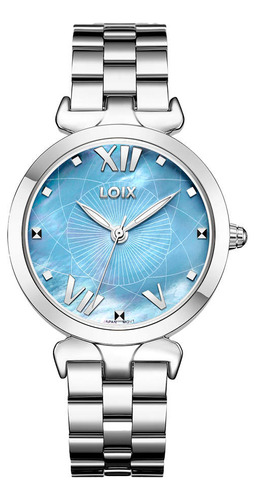 Reloj Loix Mujer L1161-7 Plateado Con Tablero Azul