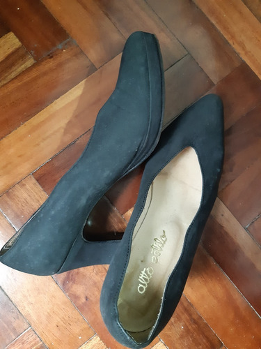 Sandalias Zapatos Negros Con Taco Cuero Comodos Talle 37