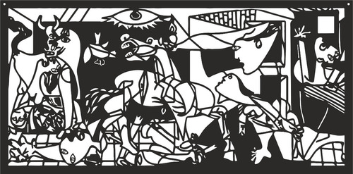 Cuadro La Guernica En Madera Calada Negro 90x50 Cm