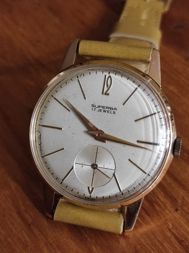 Reloj Superba 17 Jewels ( As1130 - 36mm ) Swiss Coleccion Mostaza Oro Tiza/beige (Usado)