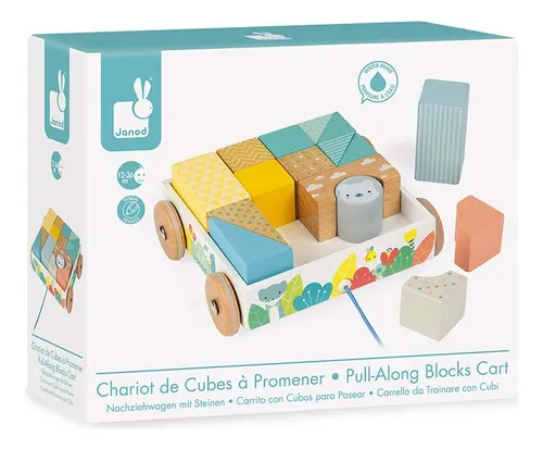 Janod Pure Pull-along 16 Piezas De Bloque De Pastel De Mader