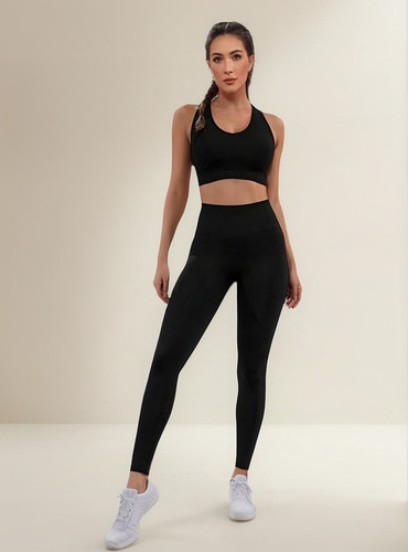 Conjunto Push Up Sin Mangas Tiro Alto Celular Negro Sukha