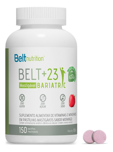 Multivitamínico Belt +23 Bariatric 150 Pastilhas Mastigáveis Sabor Morango