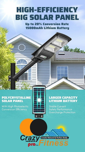 Imagen 9 de 9 de Luz Exterior Foco Solar 100w Alta Eficiencia Sensor+control
