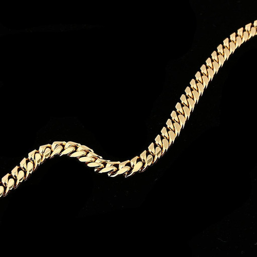 Cadena Cubana Dorada De 8 Mm De Ancho De Acero Inoxidable De