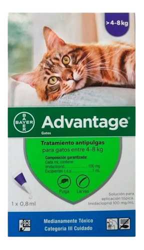 Anti Pulgas Advantage Gatos 4-8 Kg Y A