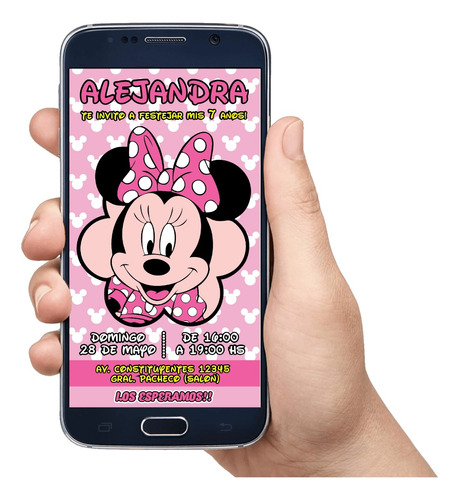 Invitación Digital Tarjeta  Para Whatsapp Minnie