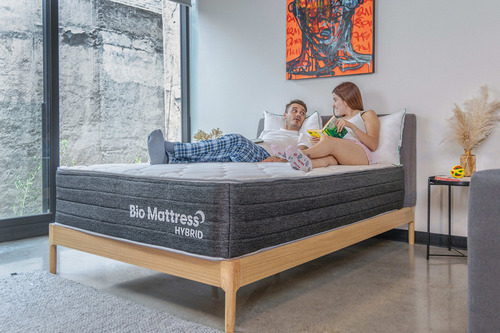 Colchón Individual Hybrid Memory Foam Resortes Bio Mattress Color Blanco