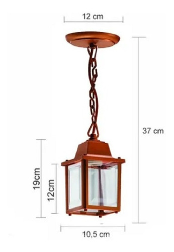 Pendente Externo Vintage Externo Retro Colonial Marrom Estrutura Cobre 110v/220v