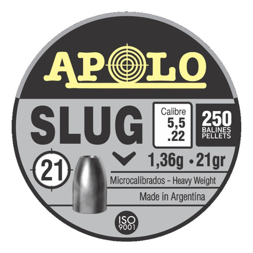 Slug Apolo 5.5 Mm 21 Grains Lata 250u