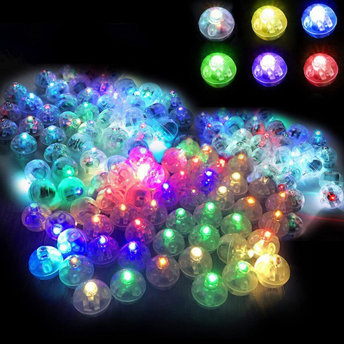 100 Pzs Mini Luces Led Redondas De Globos De Luz De Colores