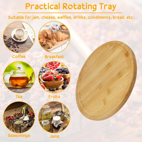 Plato Giratorio Lazy Susan De Madera De Bambú De 30 Cm Para