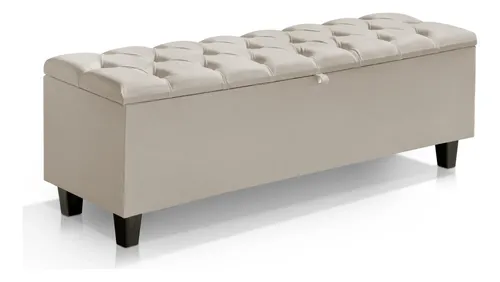 Recamier Com Baú Puff Banco Organizador 150cm Queen Cama