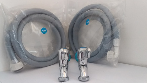 Set 2 Llaves Lavadora Corte Rápido + Mangueras