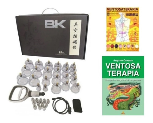 Kit Ventosa Bk Com 24 Copos + Mapa Ventosaterapia