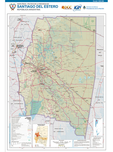 Mapa Físico Político Santiago Del Estero