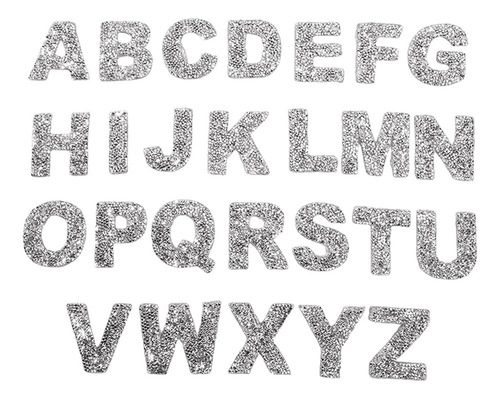 26 Parches De Letras A-z Para Coser O Planchar, Plata