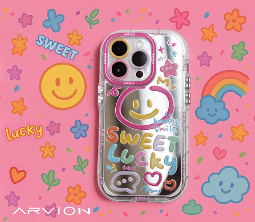 Funda Espejo Protectora Cute Colorida Para Iphone Mujer Rosa Para Iphone 14 Pro Max
