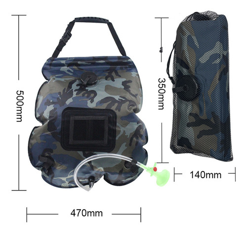 Bolsa De Ducha Solar Portátil De 5 Galones Con Ajustable