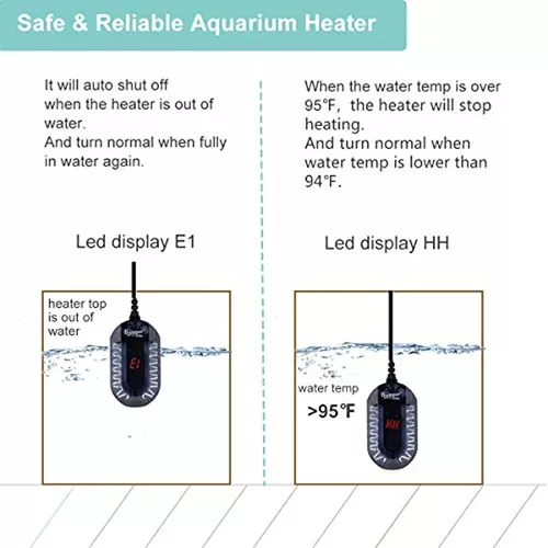 Mini calentador de acuario, calentador de tanque de peces de 10 W con  termómetro integrado, pantalla LED, controlador de temperatura externo