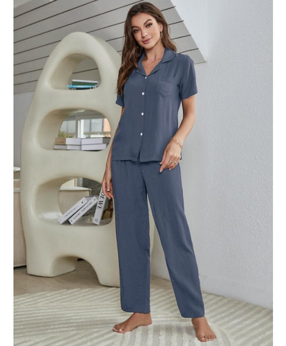 Conjunto De Pijama De Tres Piezas Tipo Cárdigan De Manga Cor