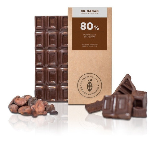 Chocolate Puro 80% Cacao Sin Azúcar X 70 Gs Dr Cacao