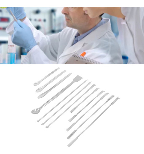 Colher De Aço Inoxidável, Espátula De Laboratório, 12 Peças