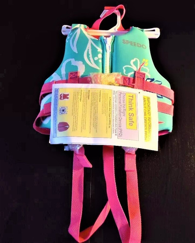 Speedo Chaleco Salvavidas Niñas Rosa/celeste 30-50 Libras.